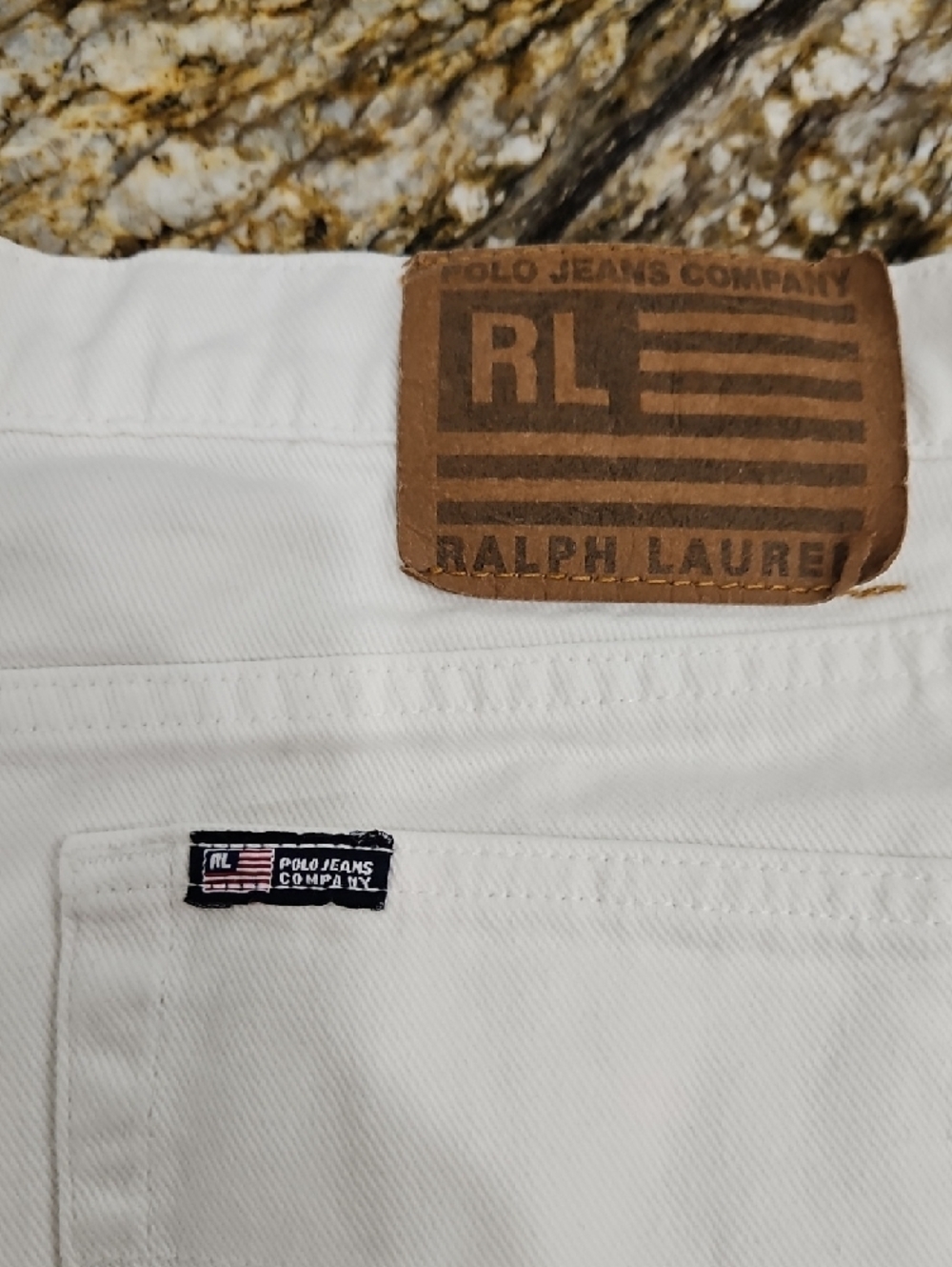 VTG Polo by Ralph Lauren White Denim Jean Shorts. Size 12 Spot On Pocket. - Picture 3 of 5